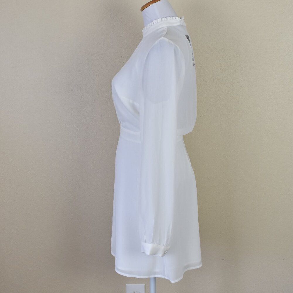Modcloth White Long Sleeve Back Slit Dress - 10 - Picture 8 of 9